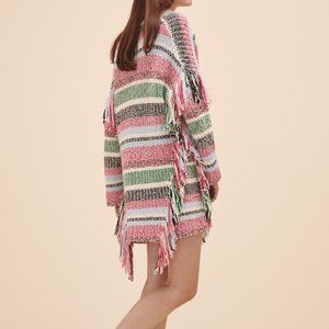 MAJE Missy Stripe fringe Cardigan Sweater sz 1 S NWT